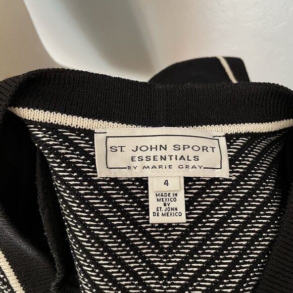 St. John Sport Essentials Cardigan Sweater Jacket Black White Gold Buttons 4 - Picture 8 of 8